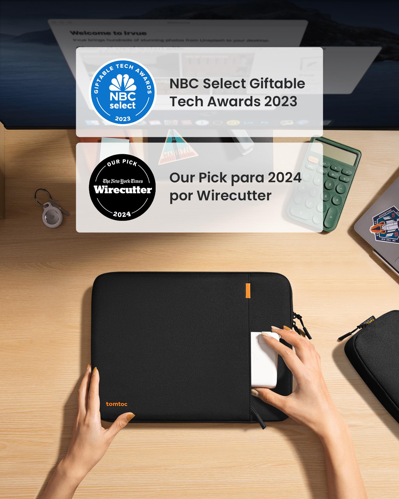 tomtoc 360° Funda para 14 Pulgadas Nuevo MacBook Pro M5 Pro/MAX A3426 A3427 (2026), M5/M4/M3/M2/M1 A3434 A3112 A3401 A3185 A2992 A2918 (2025–2021), Protección Bolsa para portátil con Accesorios