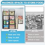 SUNALLY Freezer Organizer Bins, 4 Pack Stackable Chest Freezer Organizer for 5-7 Cu.FT Deep Freezer Sort Frozen Meats and Food, Freezer Storage Baskets with Handles Easy Reach from Bottom, Black