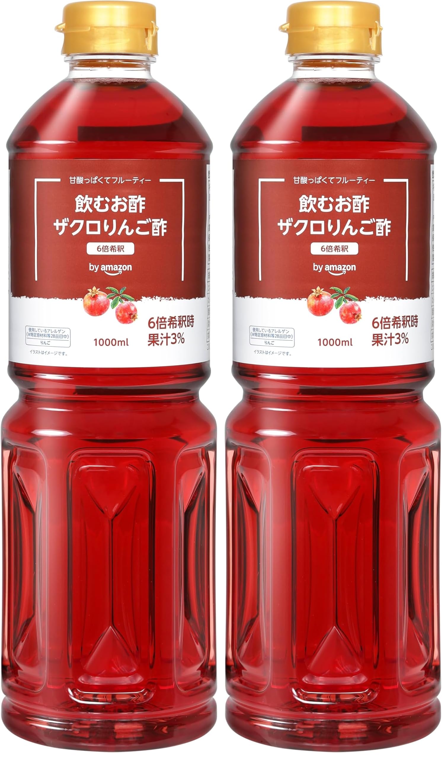 【43%OFF】【905円】 by Amazon 飲むお酢 ザクロりんご酢 6倍希釈タイプ 1000ml×2本