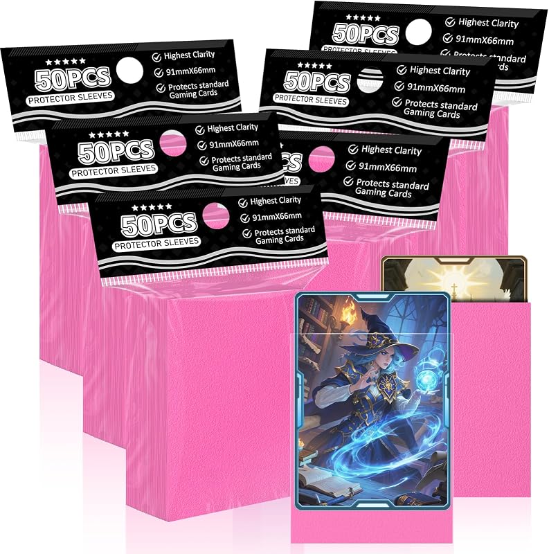 Pink Card Sleeves Fit for MTG, 300 Pieces Standard Card Sleeves for Trading Card Sports Cards Baseball Cards TCG (66x91mm), Affordable Sturdy and Nice Shuffling