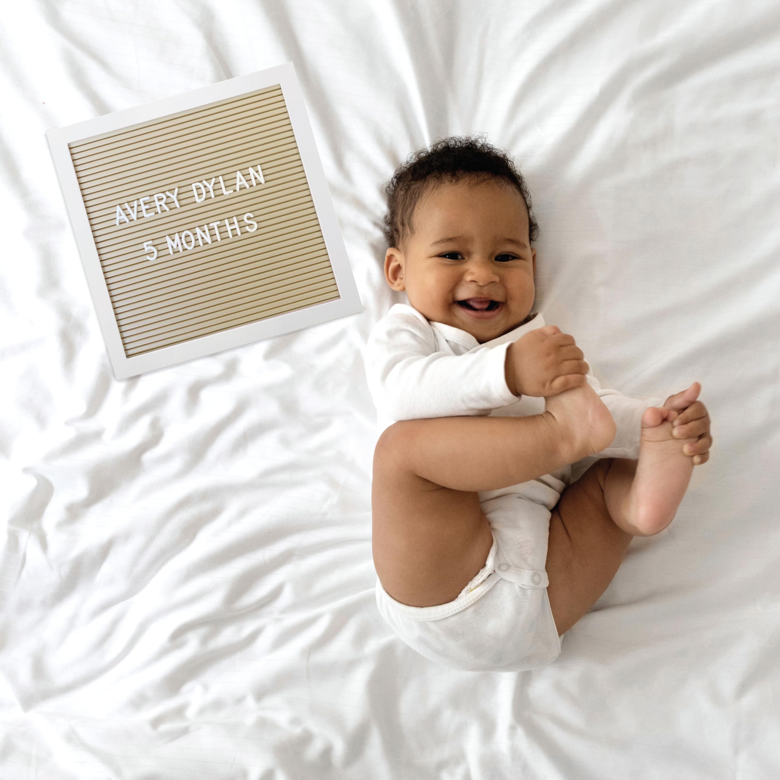 Kate & Milo Letterboard, Taupe, Classic Wooden Letterboard, Baby Keepsake Photo Prop, Taupe Letterboard Keepsake For Meilensteine, Gender Neutral Nursery Decor, Baby Announcement Prop