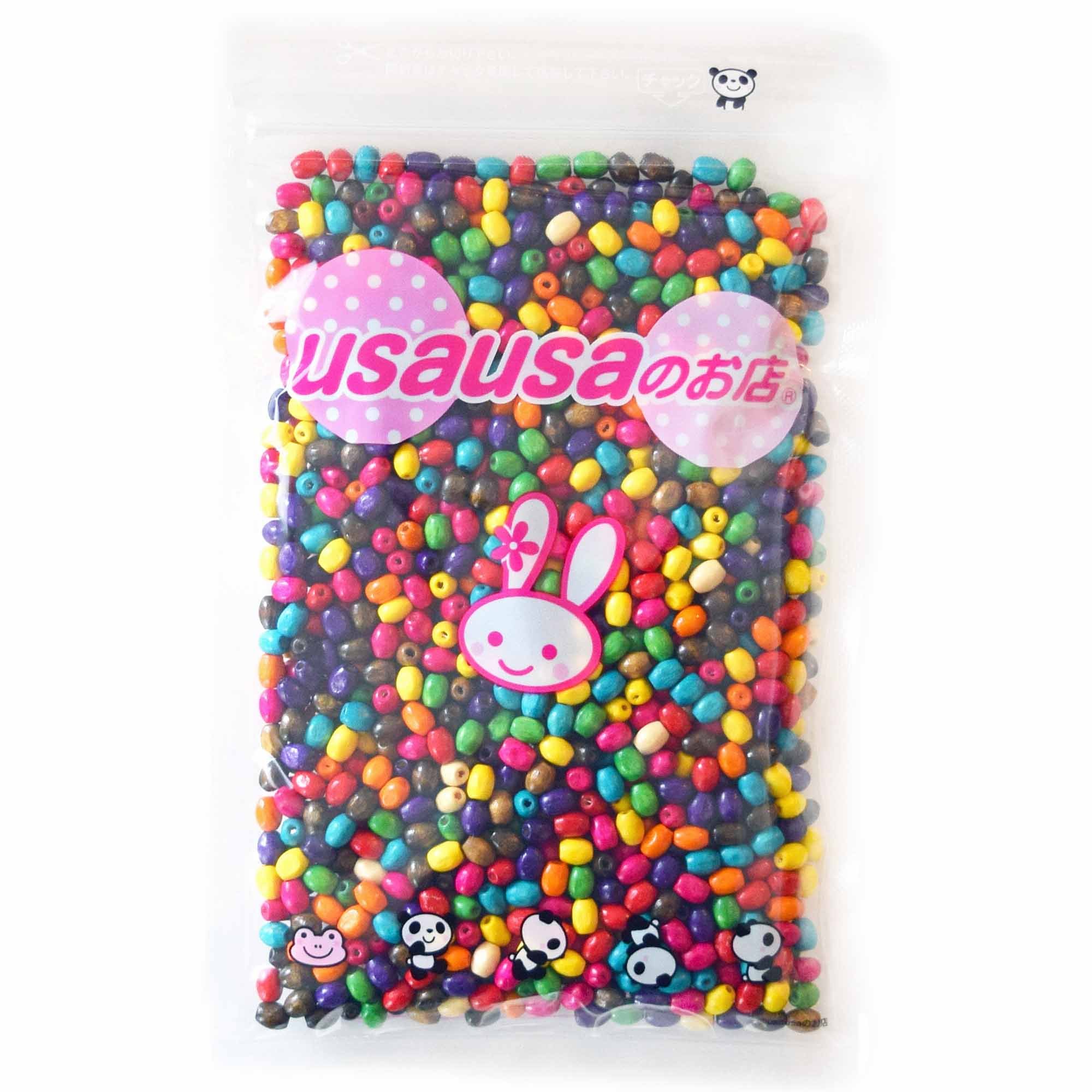 Amazon | usausaのお店 カラフルウッドビーズ 1300個セット(約6mm×4mm 