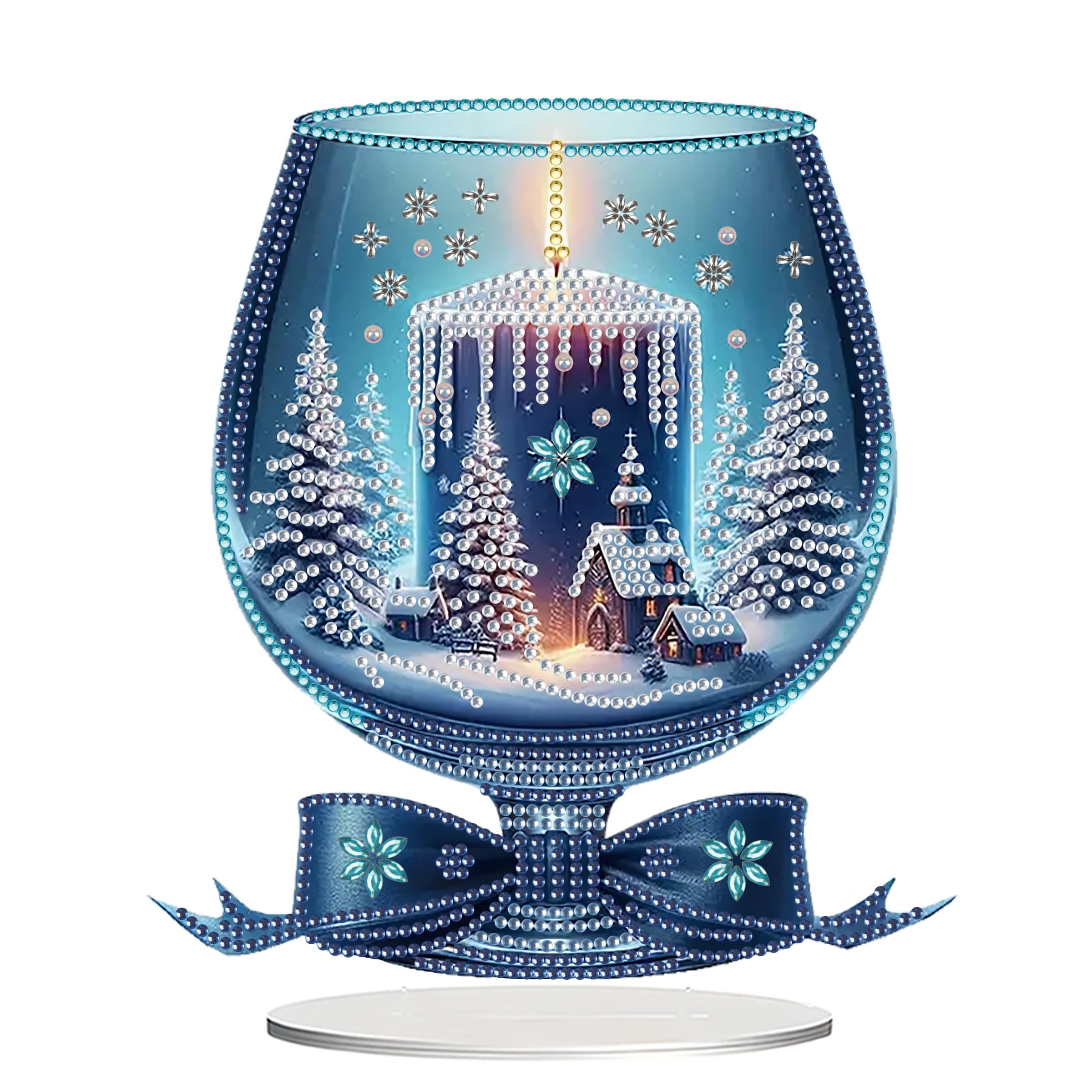 JJFoxDIY Tabletop Diamond Art Painting Kit，Desktop Ornament Special Shaped Rhinestone Desk Placement Ornament，Home Stand Up Gem Painting Craft Kit，Gift，Double Sided (Ice World)