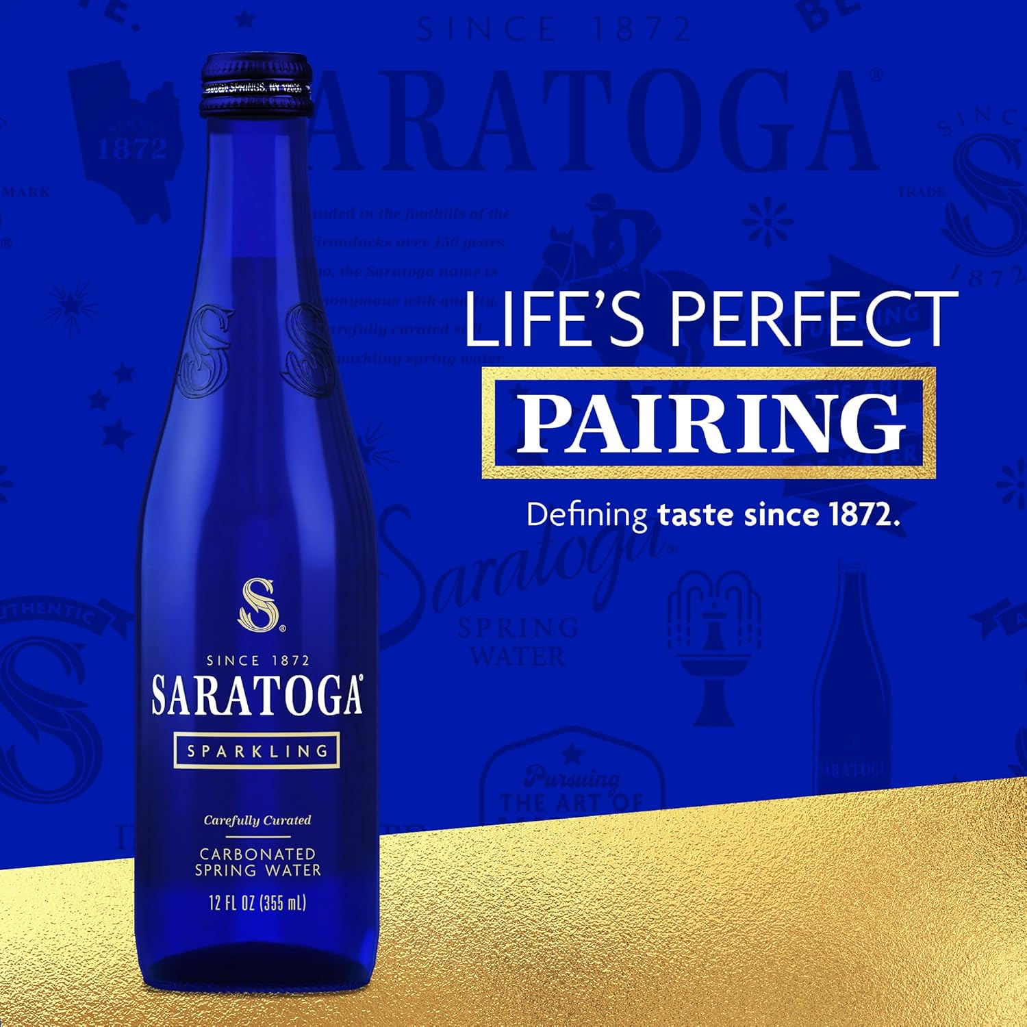 Saratoga Sparkling Water Bottles, 24-Pack - Carbonated Spring Bottled Water - Glass Bottles - 12 Fl Oz