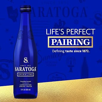 Saratoga Sparkling Water Bottles, 24-Pack - Carbonated Spring Bottled Water - Glass Bottles - 12 Fl Oz