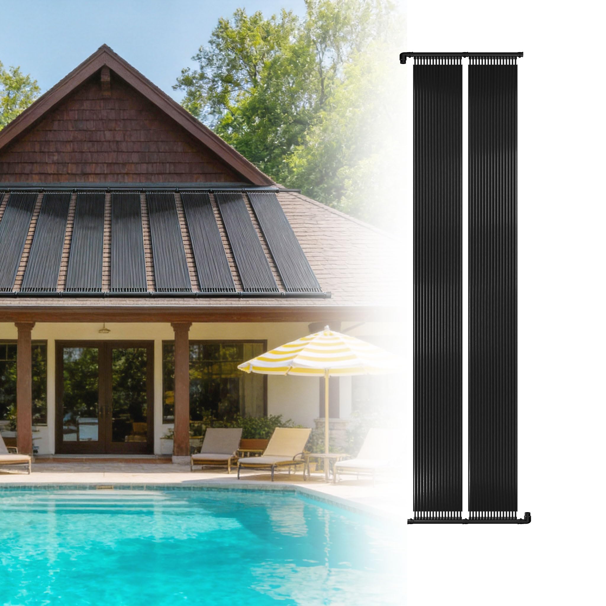 UISEBRT Solarkollektor Poolheizung 500x70 cm,Solarheizung Poolheizung Warmwasser Heizung,UV-beständiger Kunststoff,Solarmatte Heizmatte für Pools Schwimmbad