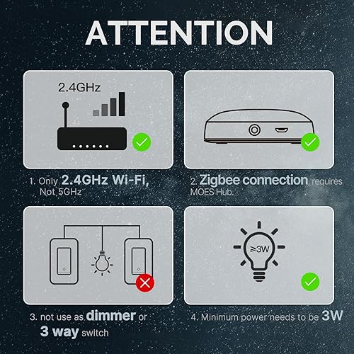 Miniatura 2 de MOES Interruptor inteligente Zigbee de 1 banda, no requiere cable neutro, interruptores de luz inteligentes de un solo polo, funciona con Alexa