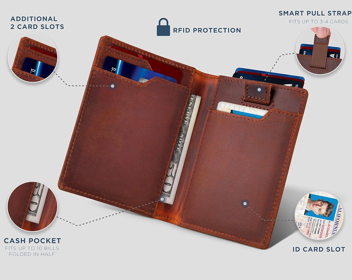 SERMAN BRANDS Wallets for Men Slim Mens leather RFID Blocking Minimalist Card Front Pocket Bifold Travel Thin - Image 4