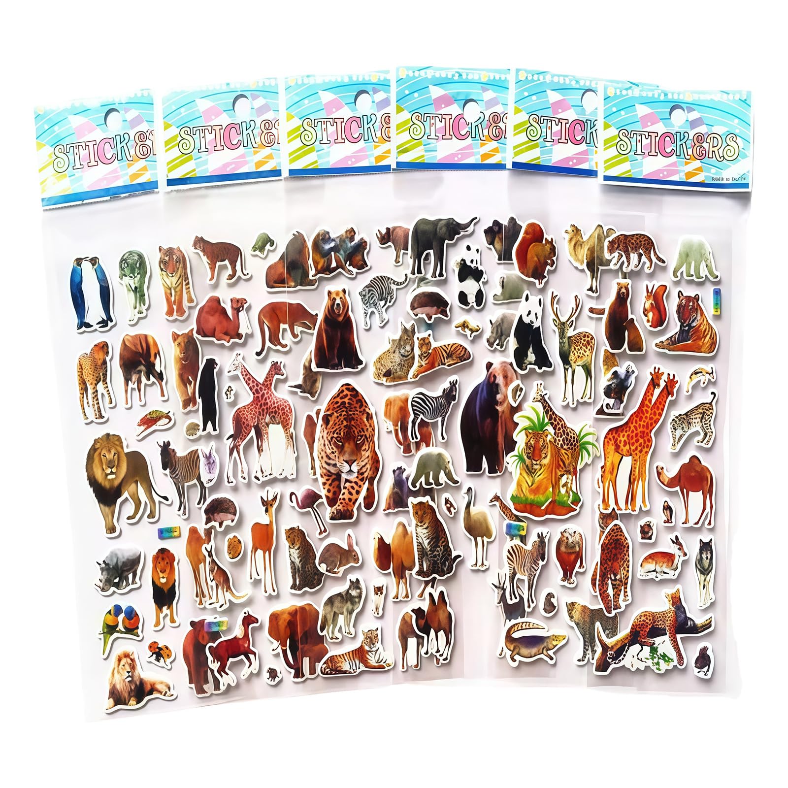 ordinarYone 10Sheets Textured Animal PVC Sticker Cartoon Sticker for Water Bottle Notebook Journal Planner Scrapbooking Album