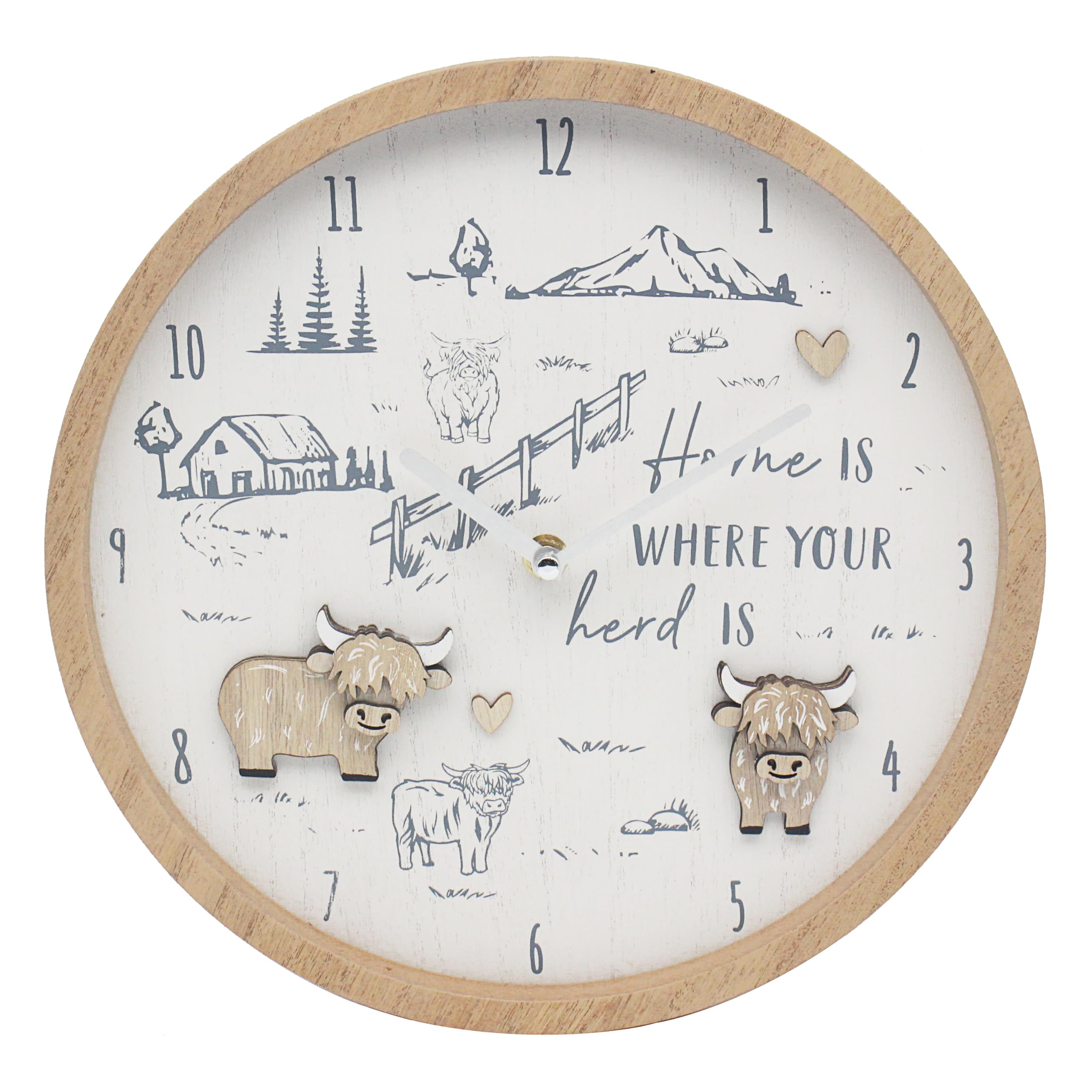 L & P Home & Gifts Highland Cow Clock