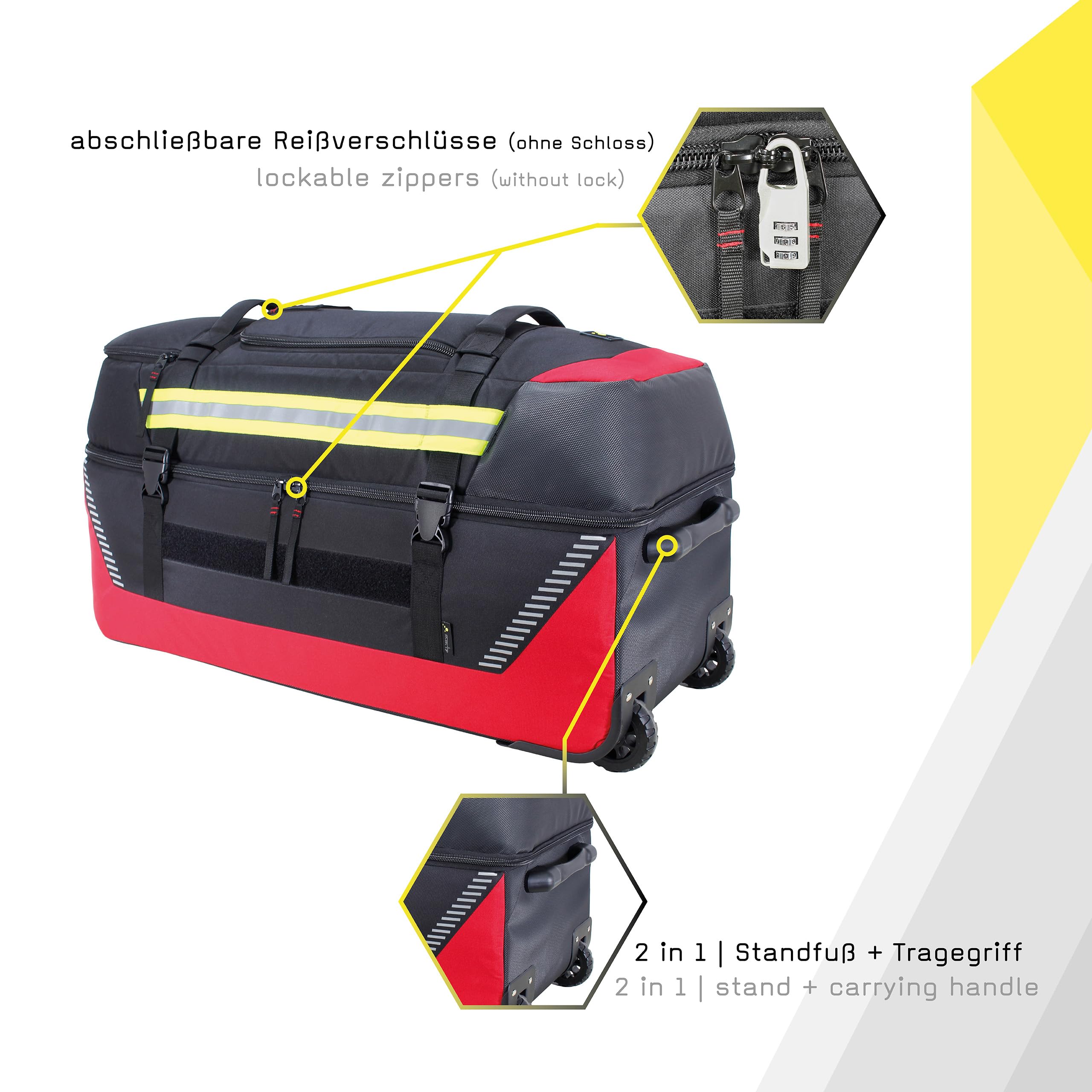 tee-uu JUMBOBAG Trolleytasche (inkl. 2 Reflexstreifen Rettungsdienst)