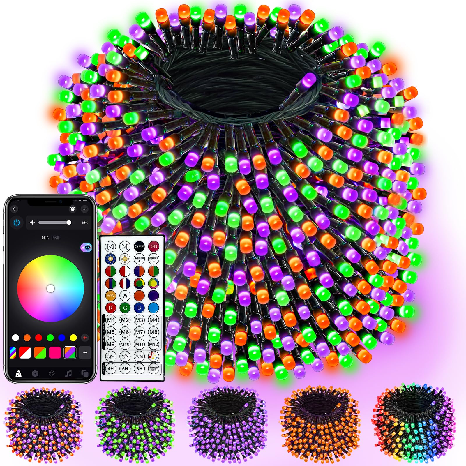800LED Smart RGB Color Changing String Lights 275FT Halloween Lights App