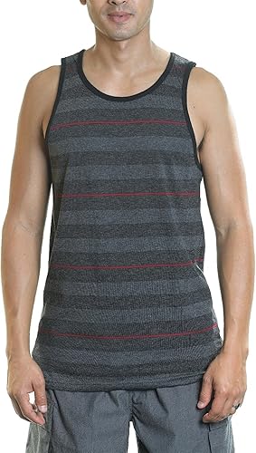 YAGO Men's Tank Top Slim Fit Jersy Tee (Gray/Red/Black, XXX-Large)