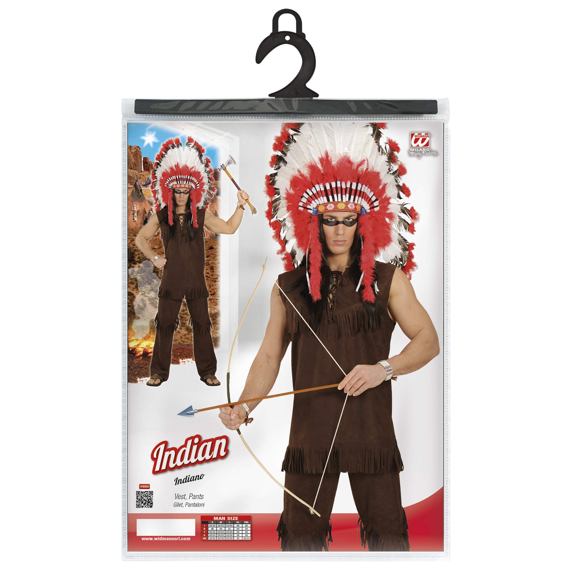 W WIDMANN MILANO Party Fashion - Kostüm Indianer, Wilder Westen, Häuptling, Faschingskostüm