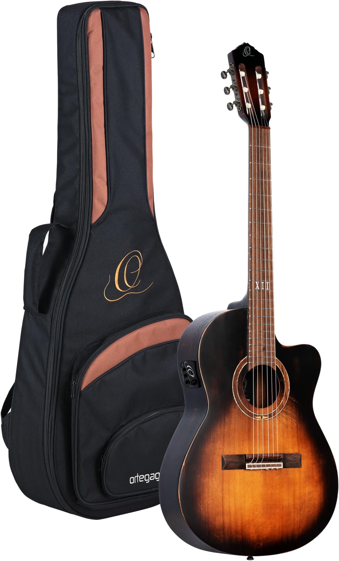 6 String Private Room Distressed Suite Solid Top Slim Neck Acoustic-Electric Nylon Classical Guitar w/Bag, Right (DSSUITE-C/E)