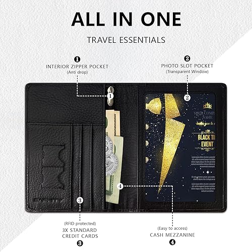 Miniatura 3 de Soporte para pasaporte, C-Negro (cremallera), Cremallera