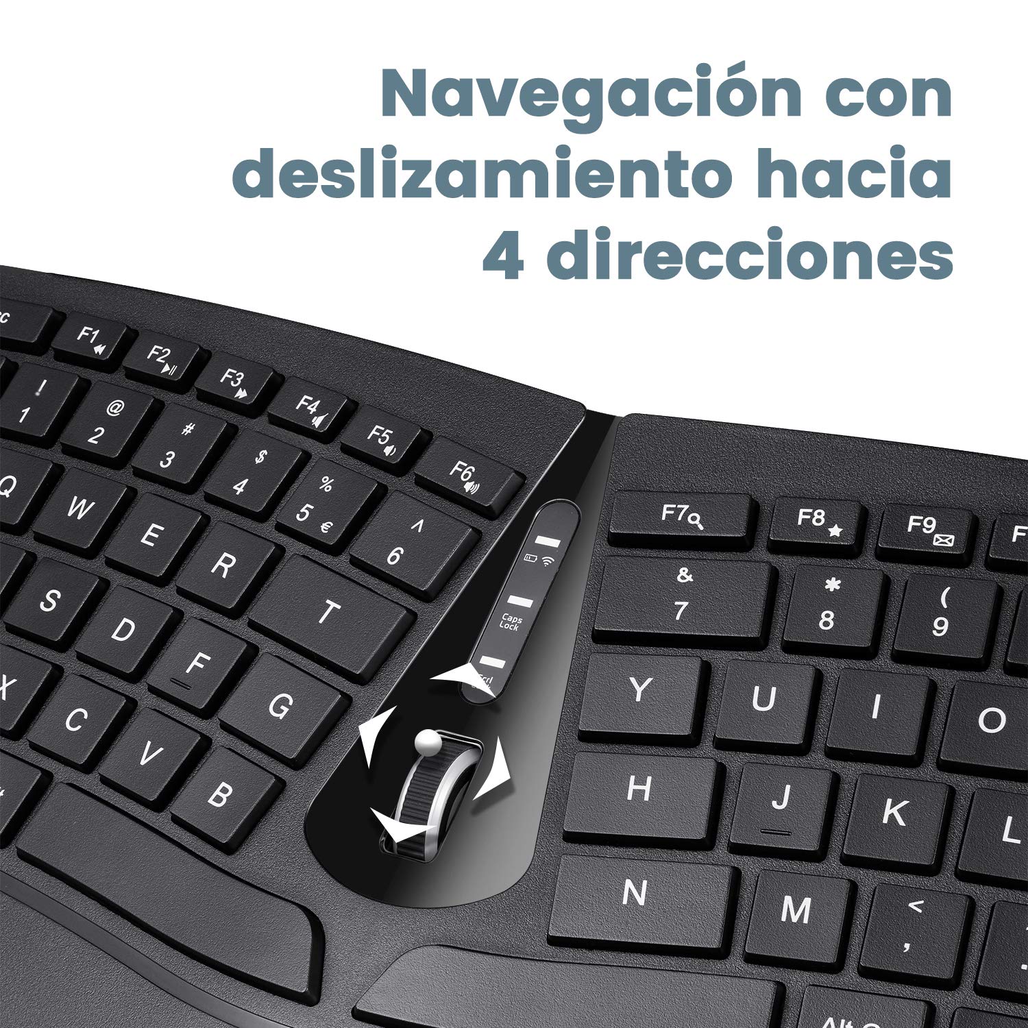 Perixx Periduo-606 - Juego de Teclado Compacto ergonómico y ratón Vertical inalámbrico, reposamuñecas Ajustable y Teclas de Perfil bajo, dpi Ajustable, QWERTY español