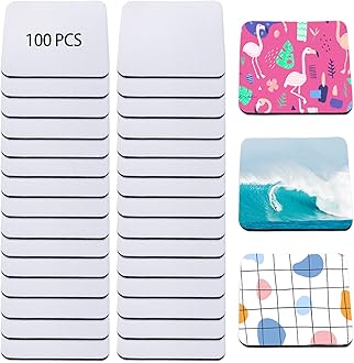 100 Pieces Sublimation Blank Cup Coasters Bulk Square Blank Cup Mat Rubber for Sublimation Transfer Heat Press Printing DIY Crafts 3.93 x 3.93 Inch
