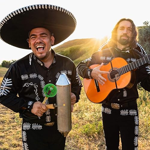 Miniatura 2 de Needzo Instrumento musical Maracas, gran par de madera colorida con diseño de flores pintadas a mano, percusión latina para adultos, 8 pulgadas