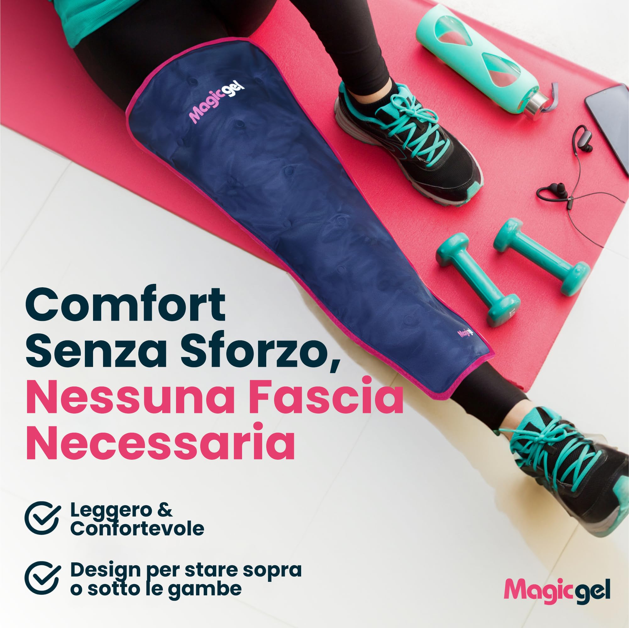 Impacco di ghiaccio per le gambe - Terapia del freddo professionale - Riduce dolore, gonfiore e infiammazione - Riutilizzabile per lesioni, distorsioni, artrite e altro (di Magic Gel)