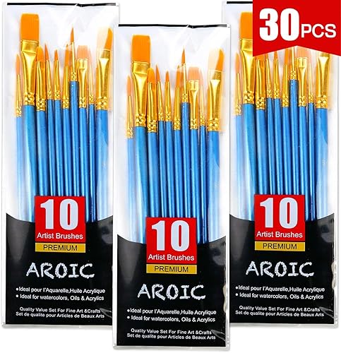 Miniatura 75 de Juego de pinceles de pintura acrílica, (20 paquetes/200 unidades), cepillos de pelo de nailon para óleo y acuarela, juego perfecto de pintura Rosa