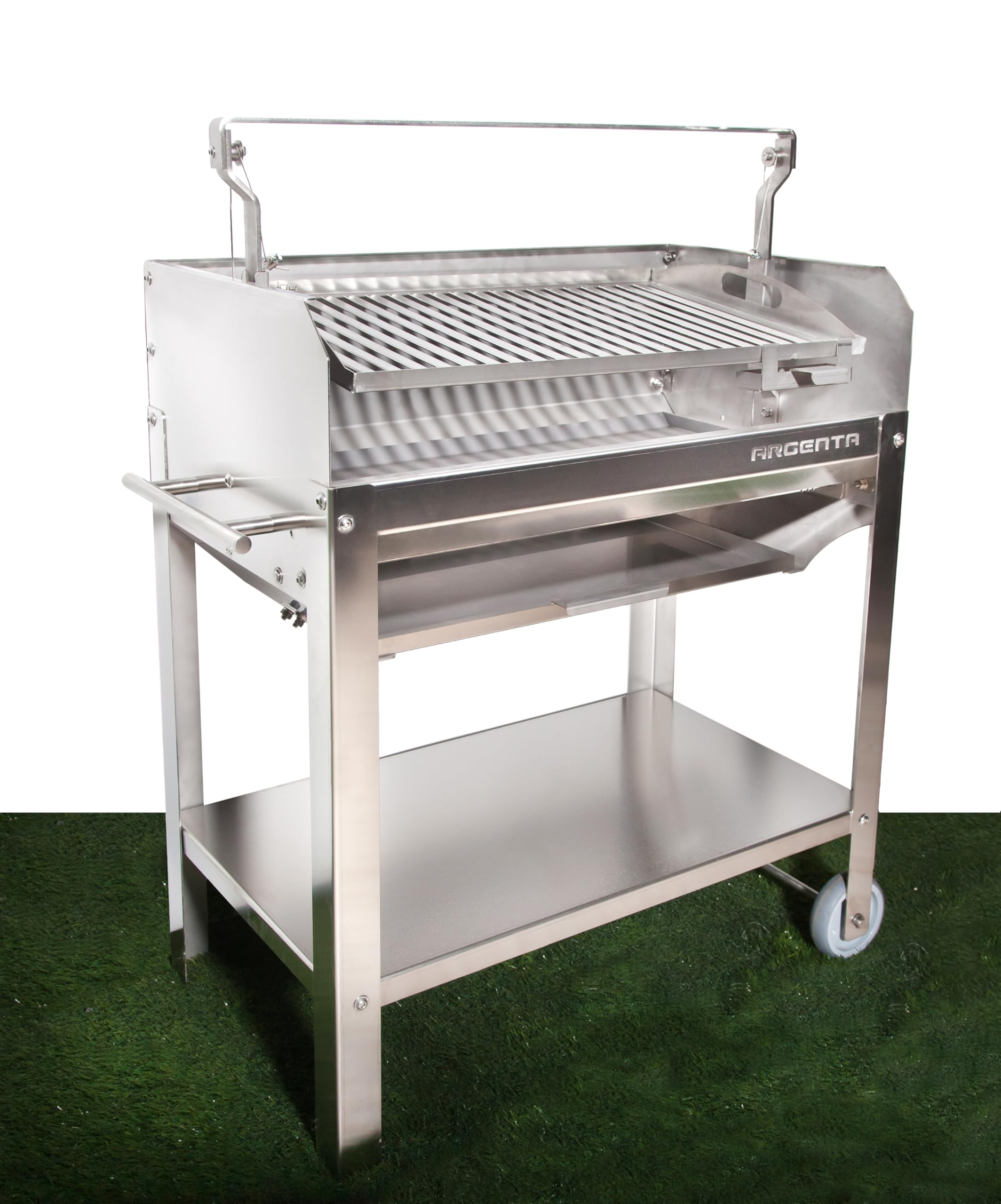 MF - Barbacoa Argentina ARGENTA 70i Inoxidable Profesional con Parrilla Elevable de 72 cm para Leña o Carbón