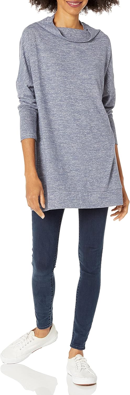  Brand - Daily Ritual Women's Cozy Knit Modern Funnel-Neck Tunic: Clothing