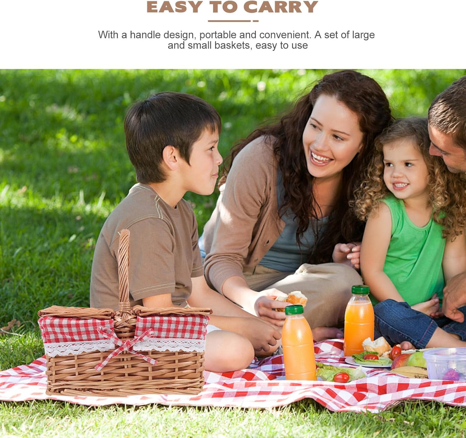 Portable Straw Picnic Basket with Lid, Small Size 20x30cm, Woven Handle Basket for Outdoor Storage and Sundries Organizer, Compact Picnic Holder for Travel and Garden Use