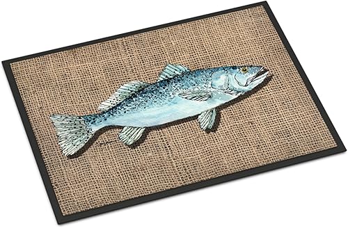Miniatura 1 de Caroline's Treasures 8737MAT - Felpudo de trucha moteada con peces de 18 x 27 pulgadas, para interiores y exteriores, para entrada, antideslizante,