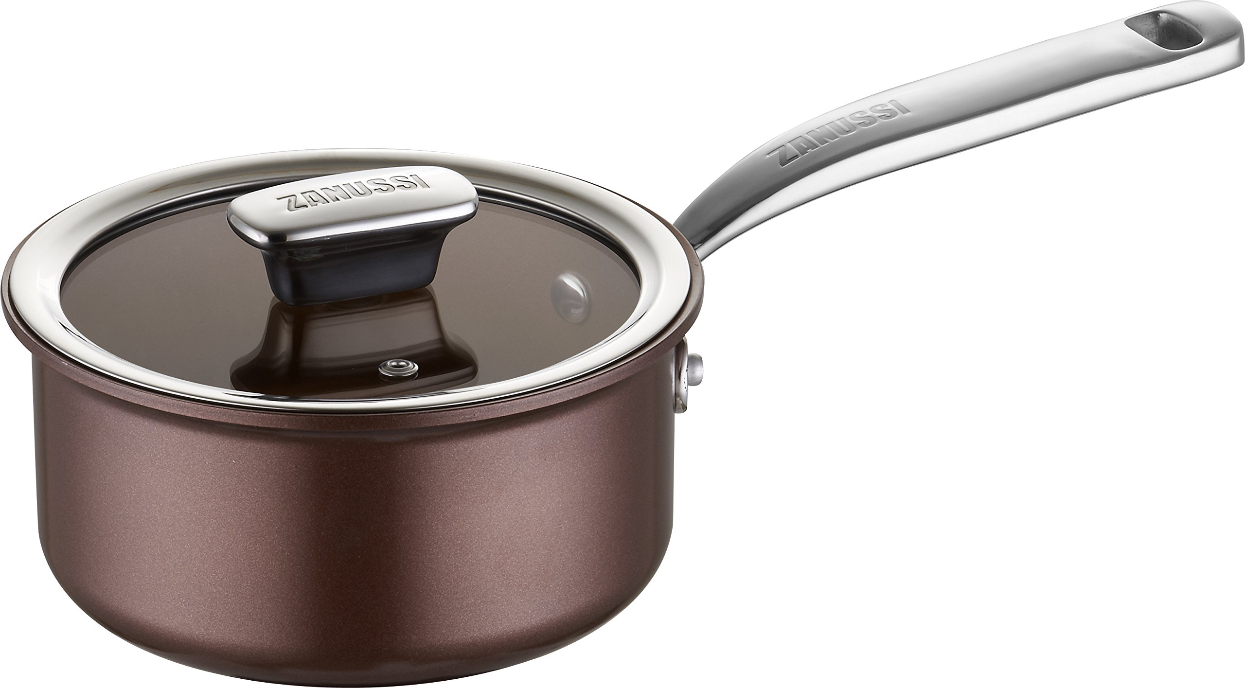 Zanussi Brown Siena Aluminium 18Cm Saucepan With Glass Lid, 18 X 18 X 8.5 Cm