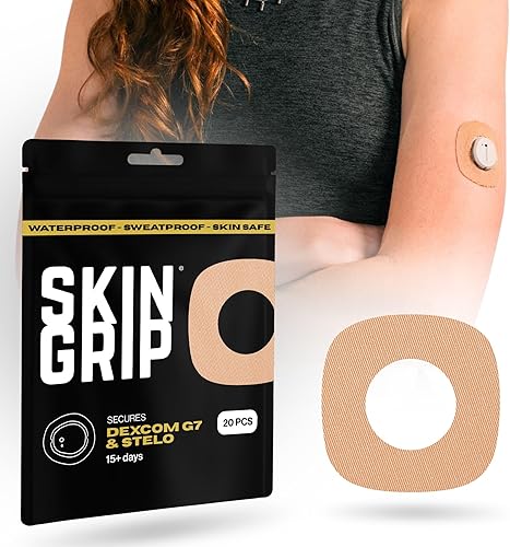 Skin Grip Parches adhesivos compatibles con Dexcom G7 y Stelo CGM con recorte, cubierta impermeable y resistente al sudor para sensor continuo de