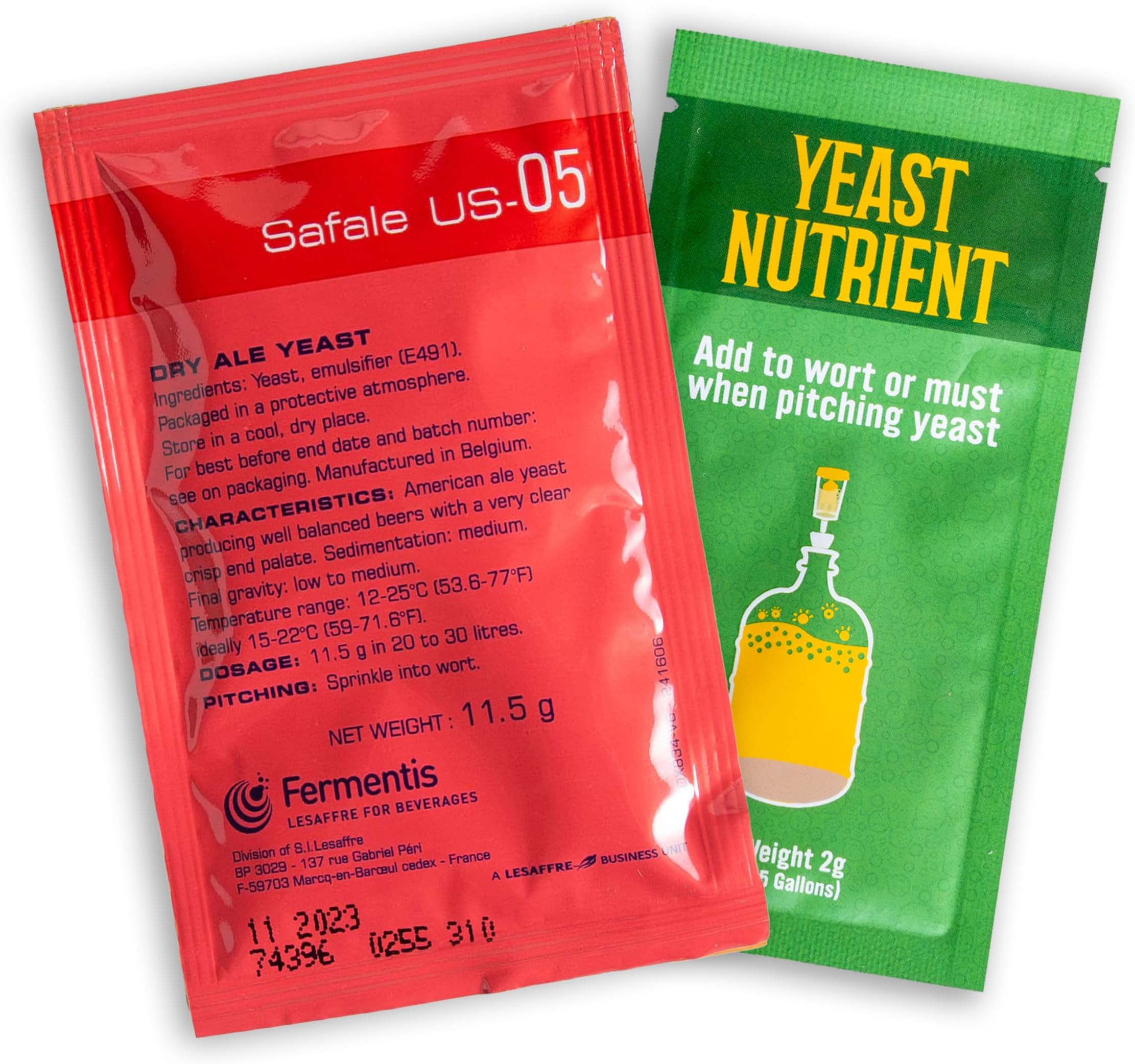 Craft A Brew - Safale US-05 Yeast - Fermentis - American Ale Dry Yeast - For American Ales - Ingredients for Home Brewing - Beer Making Supplies - [1 Pack]