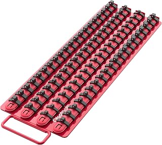 Olsa Tools Portable Socket Organizer Tray | Red Rails Black Clips | Holds 80 Sockets | Premium Quality Socket Holder