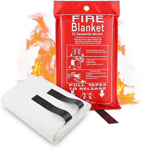 FJNATINH Fire Blanket 4Pack, Emergency Fire Suppression for Home and Kitchen - 40" x 40" Silicone Flame Retardant Fireproof Blanket for Survival Safety