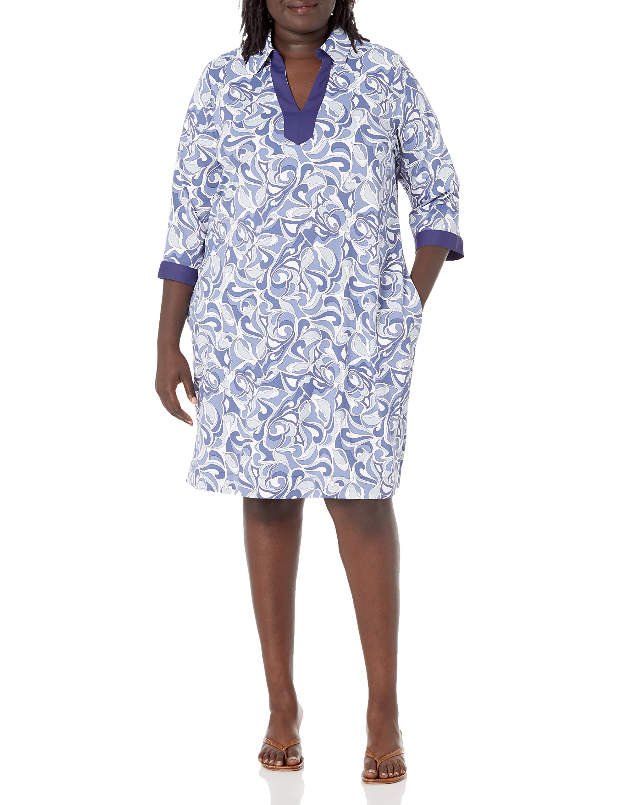 Foxcroft Women's Angel 3/4 Sleeve Motif Dress