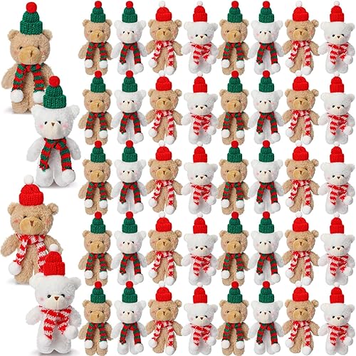 40 piezas de oso de peluche de Navidad de 6 pulgadas, bonito oso de peluche de Navidad, juguetes de oso de peluche de Navidad para graduación,