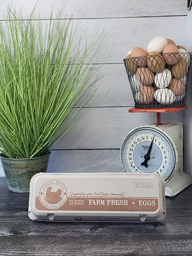 Local Hens - Cartón de 12 huevos, sin gradosin tamaño, con tapa plana, con UPC, paquete de 125