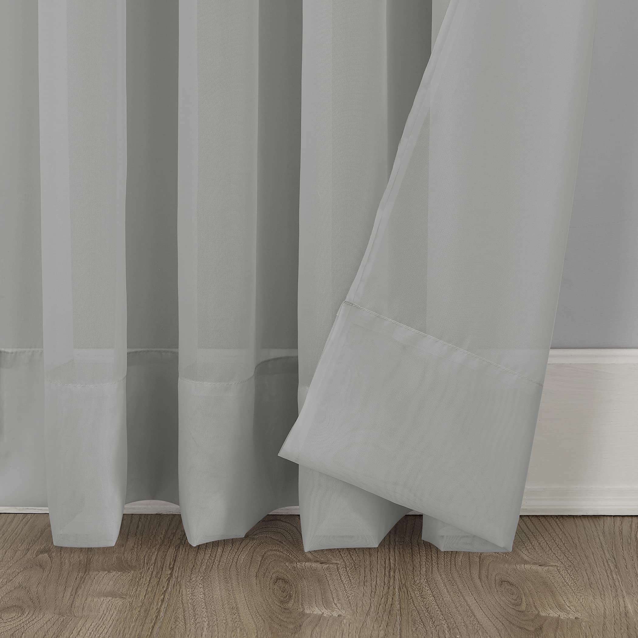 No. 918 Mallory Sheer Rod Pocket Curtain Panel, 59" x 96", Silver, W 59" x L 96" (1 Panels) - Image 4