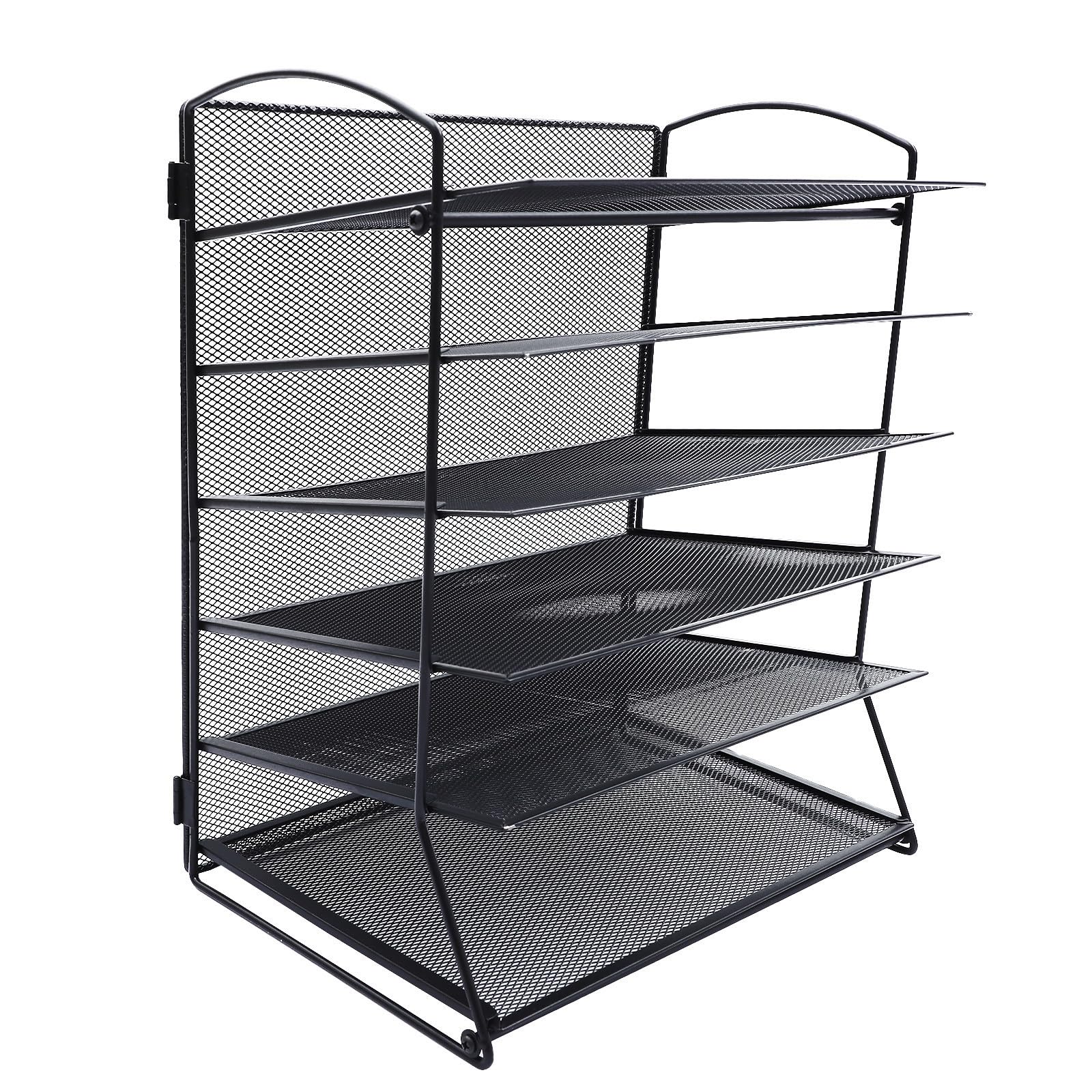 YARNOW Organisateur de Bureau en Fer Noir Multi-étages pour Rangement Documents et Livres Design Moderne, Maison Travail