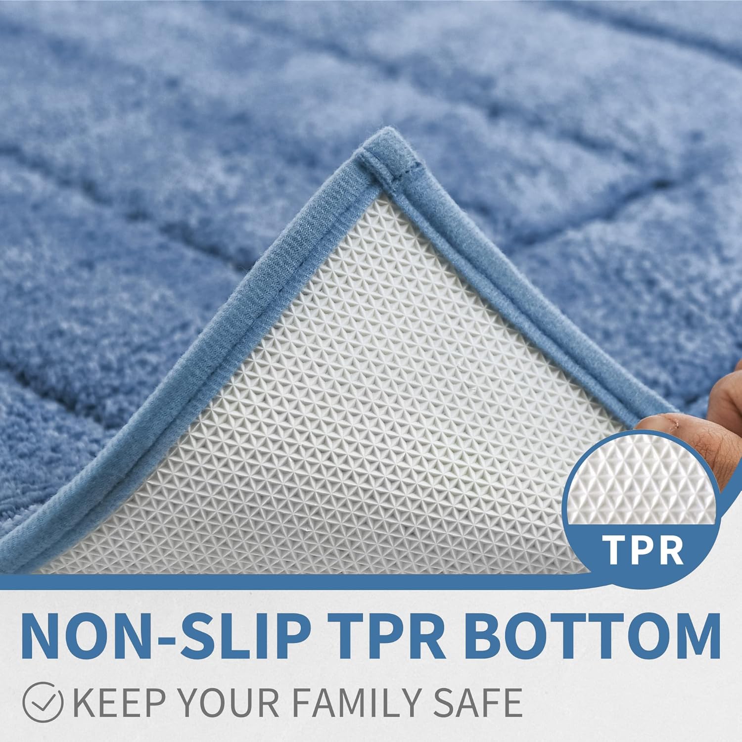 GRANNY SAYS Blue Bathroom Rugs Non Slip, 16" x 24", Bath Rugs for Bathroom, Small Bath Rug Washable，Absorbent Bath Mats for Floor, Microfiber Bath Mat for Tub, Absorbent Shower Rugs - Image 5