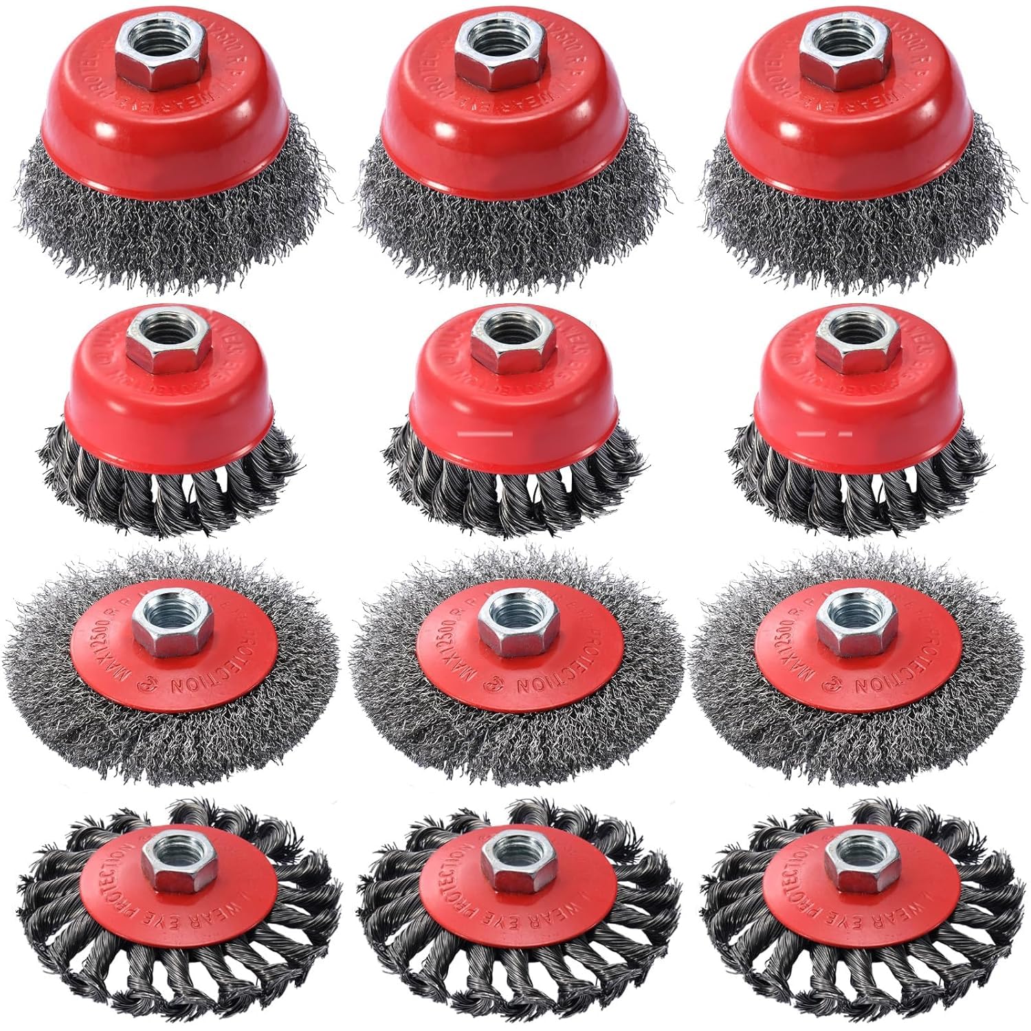 Angle Grinder Wire Brush Set - 12 Piece Rust Removal -1