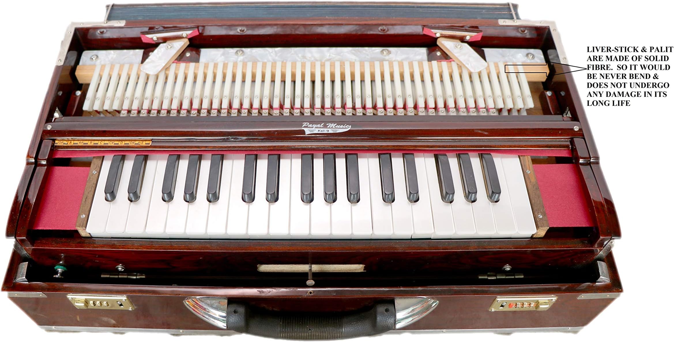 Super Quality 3 3/4 Octave 9 Scale Changer (with Coupler) Box Harmonium with 3 set of Reeds with Fiber Liver-Stick & Palit