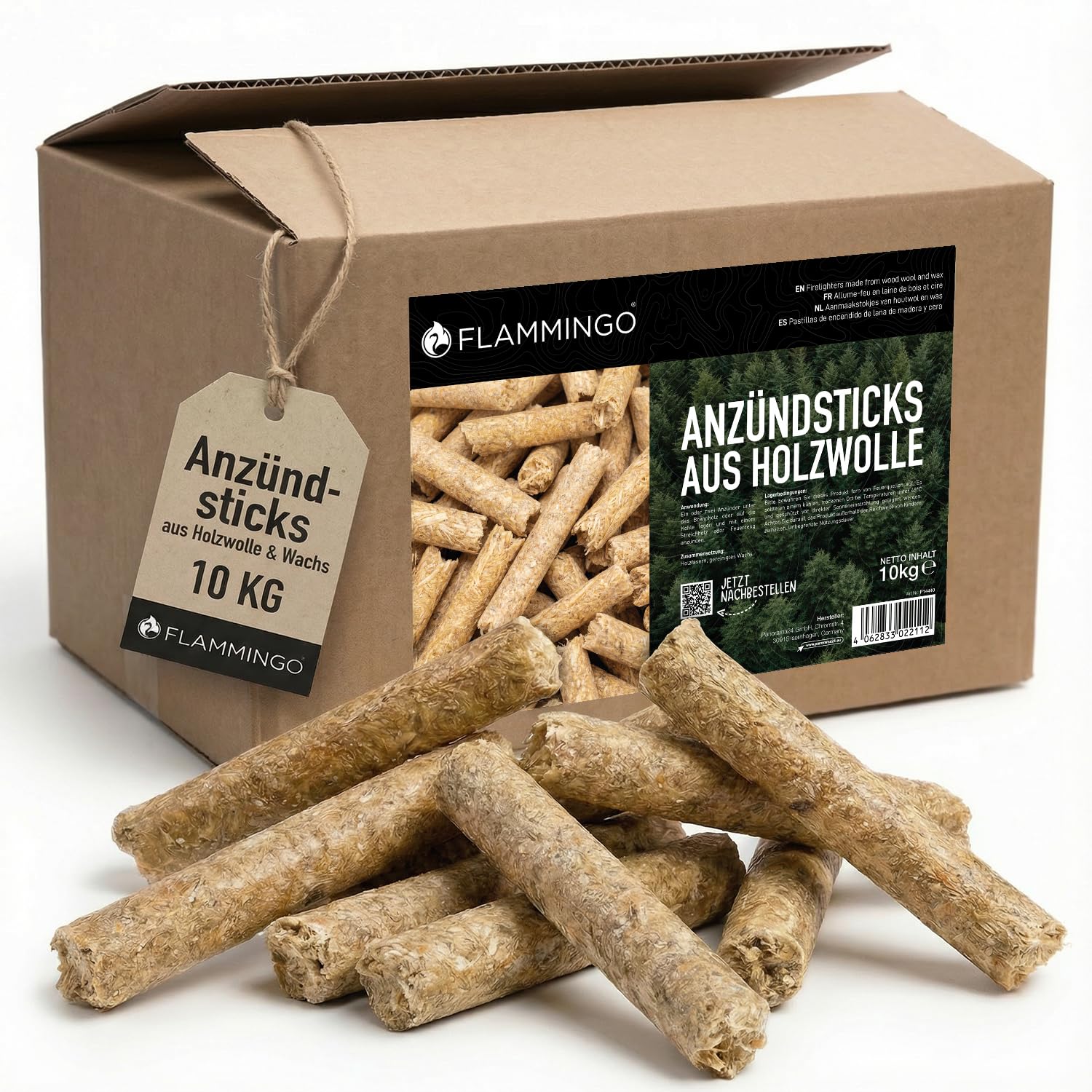 Lot de 10 kg d'allume-feu - Idéal pour barbecue, cheminée, poêle - En laine de bois écologique et cire - Rapide et respectueux de l'environnement