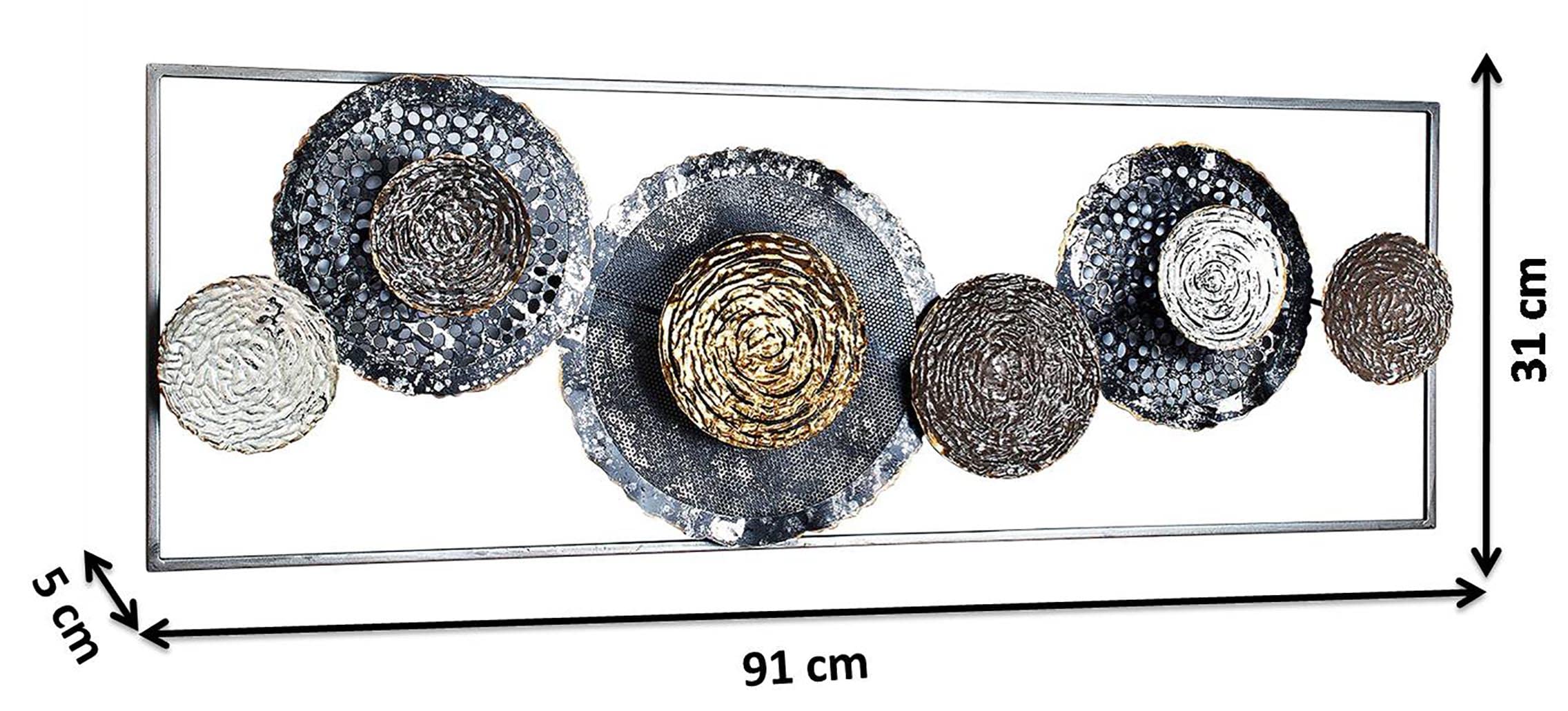 Kobolo Wandbild Wanddeko Metallbild 3D-Bild BLOSSOM 31x91 cm Anthrazit