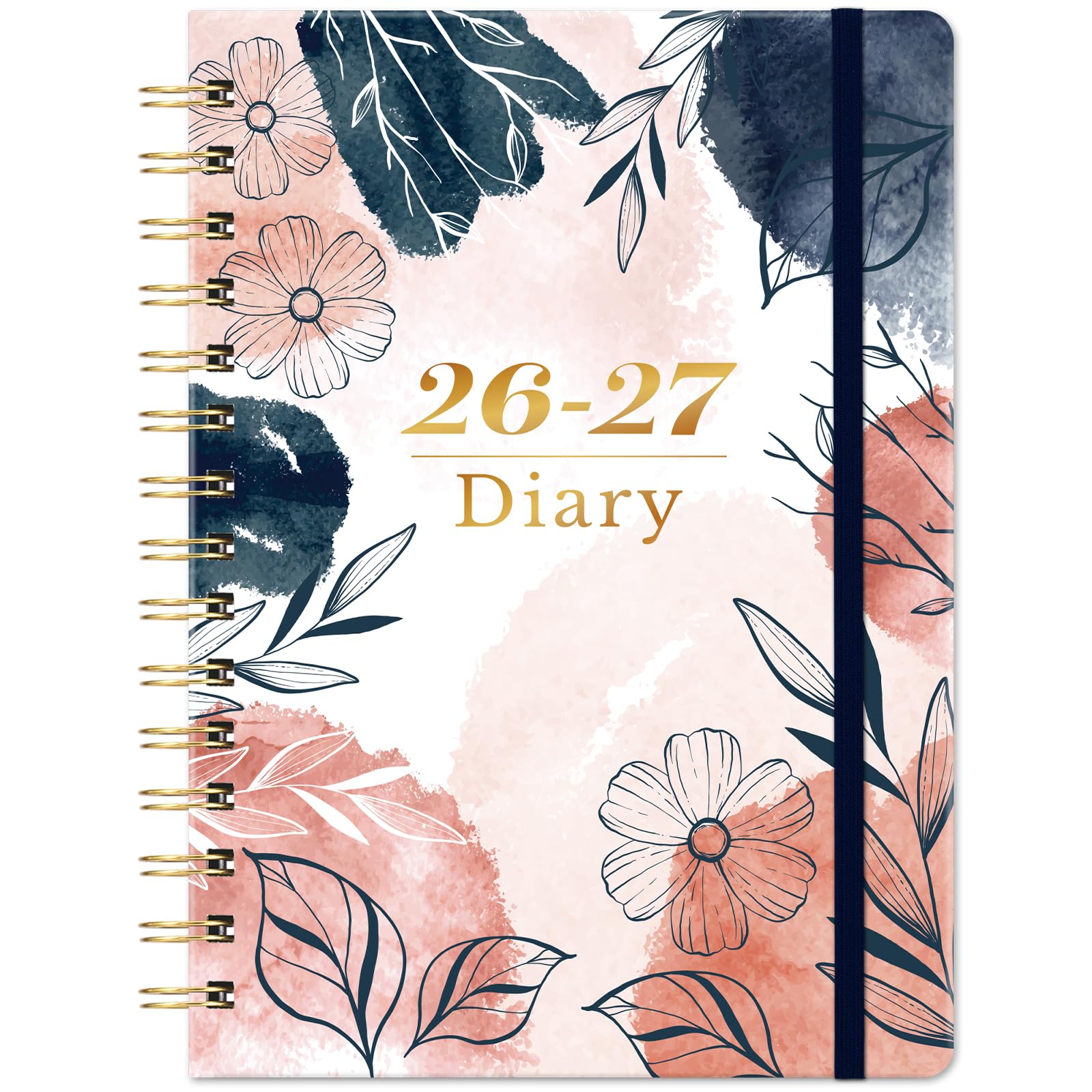 Artfan Academic Diary 2026-2027 - 2026-2027 Diary A5 Week to View from Aug. 2026 to Jul. 2027, Project Management Workflow Life Goals Elastic Closure, Inner Pocket, Monthly Tabs - Pink A5