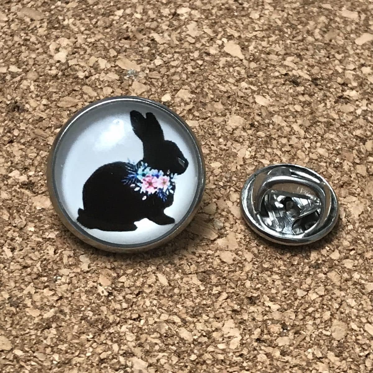 うさぎ 兎 ウサギ 白黒 ラペルピン ピンバッジ ラビット ひごペット