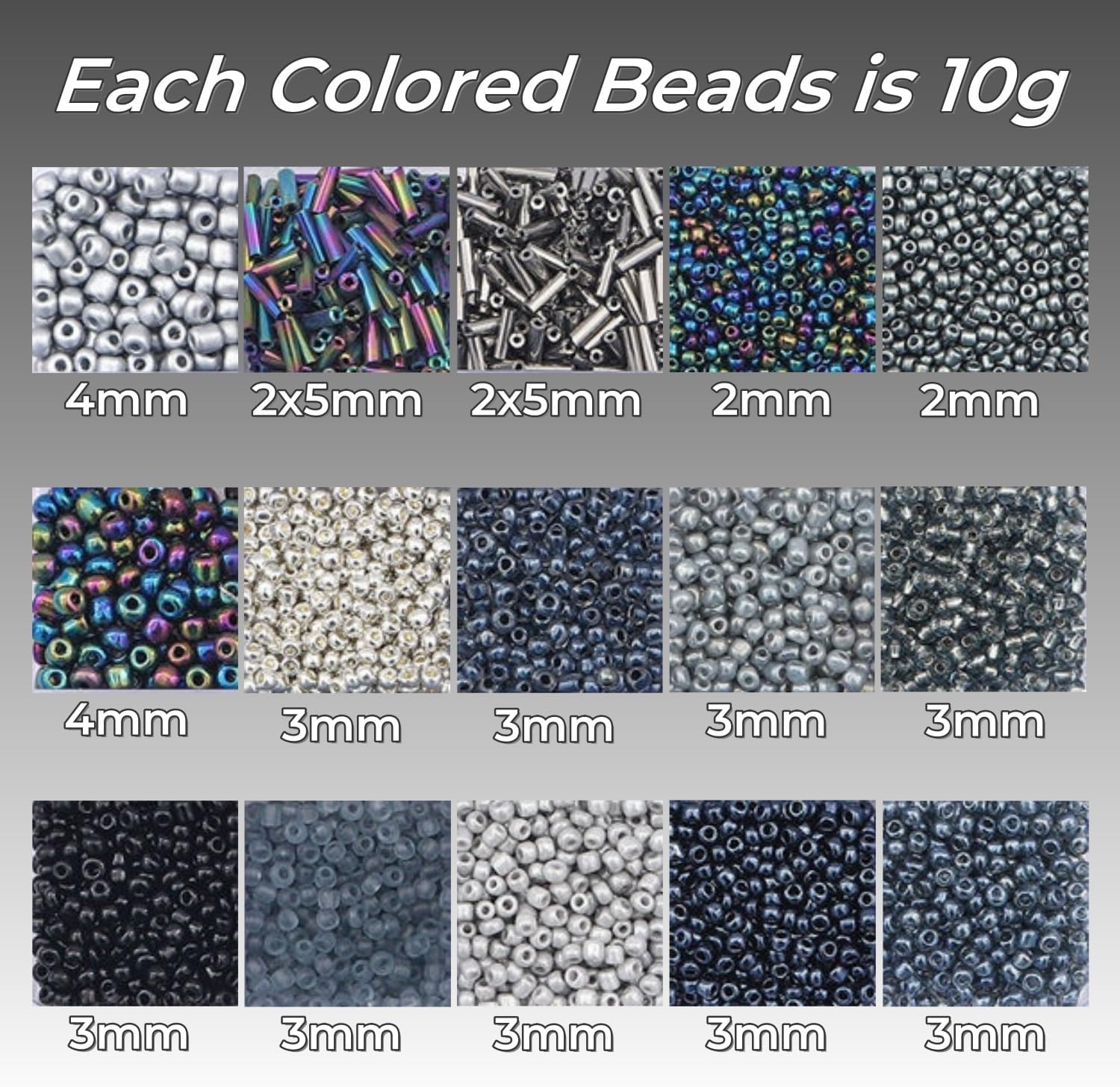 15 Color 4mm Small Assorted Glass Seed Beads,3mm Bugle Beads Friendship Bracelet Kit,2mm Tiny Tube Bead for Jewelry Making(Black) - Image 2