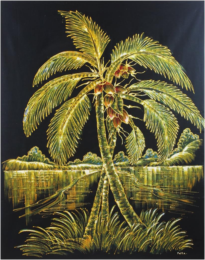Batik Art Painting, 'Coconut Tree (Prado)' by Petra (75cm x 90cm)