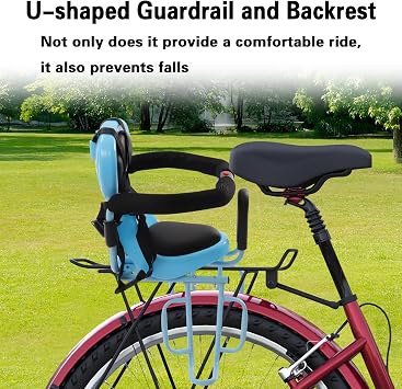 Futchoy Child Bike Seat, Rear Mounted Child Bike Seats, Back Mount Kids Seat with Non-Slip Armrests/Pedals Padde/Seat Belt/U-Shaped Guardrail, Suitable for Children Aged 1-6