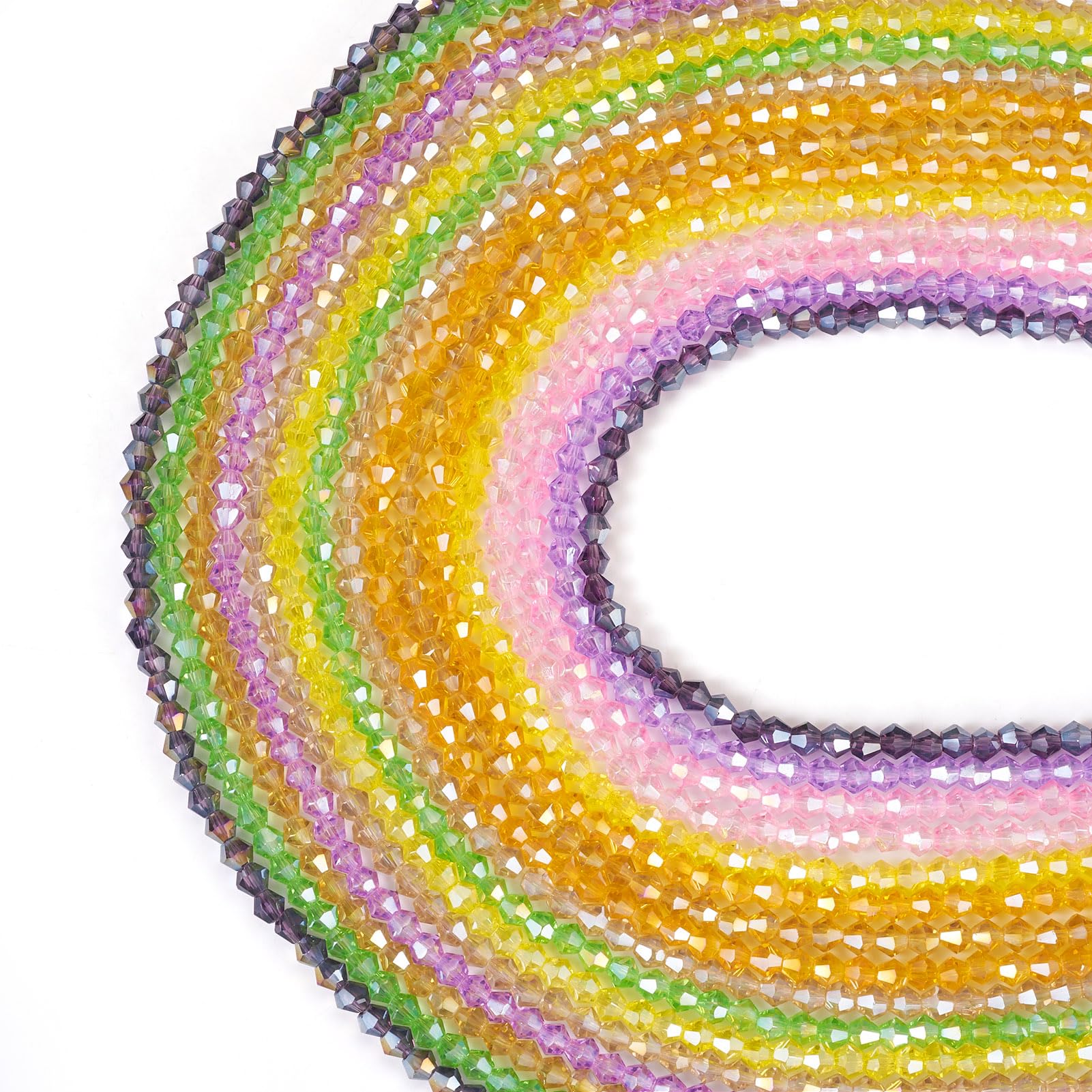 Boutigem 1500Pcs Transparent Glass Beads AB Color Plated Faceted Bicone Crystal Beads for Bracelet Necklace Jewelry Making